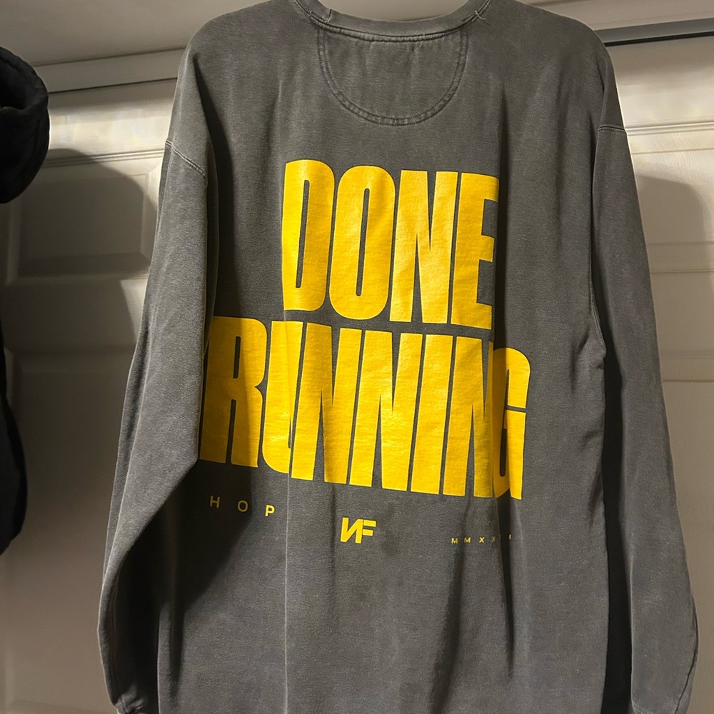 NF Gray Long Sleeve Shirt with Yellow Print